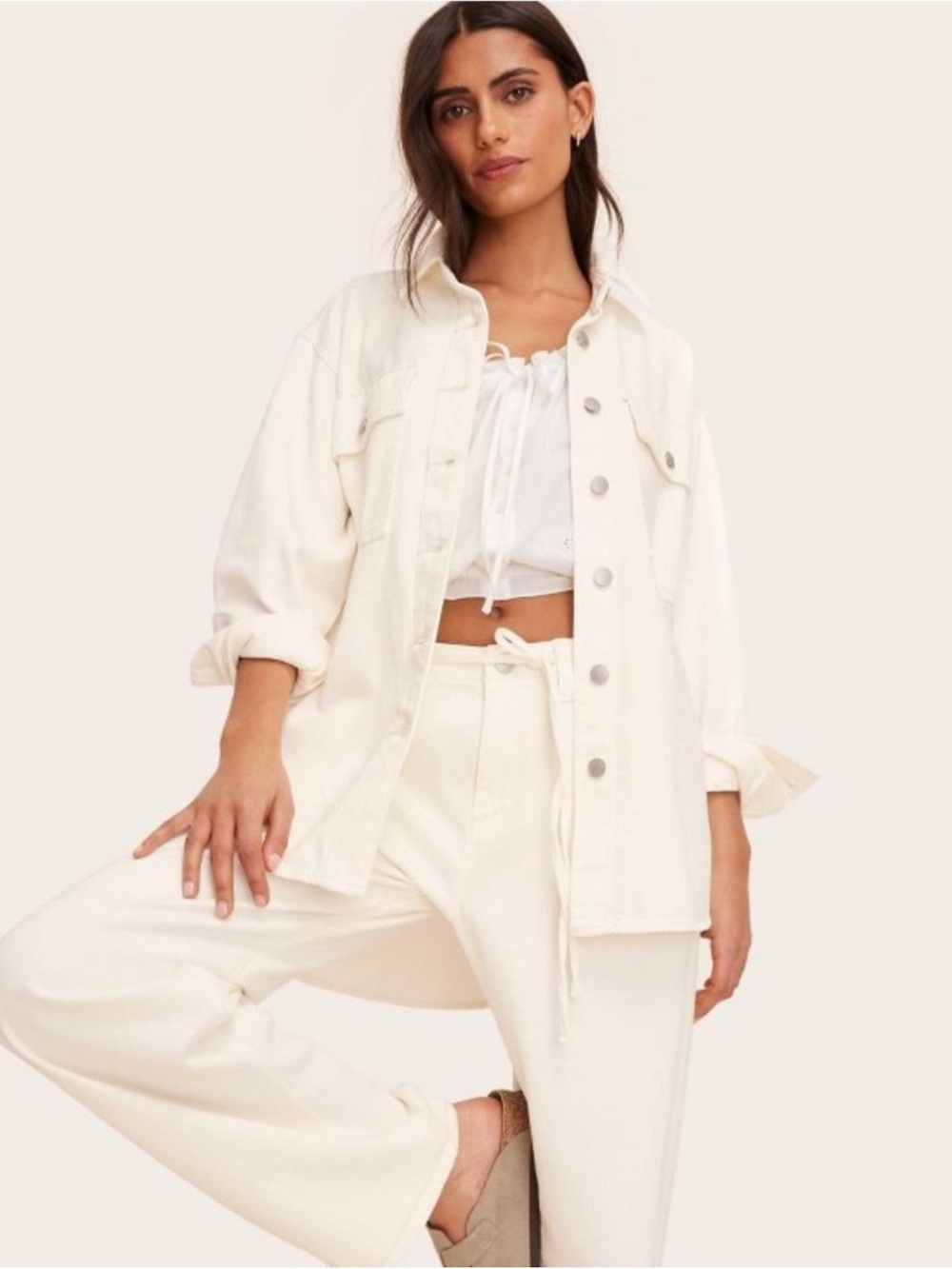 NWT Parke x Target Cream Oversized Button-Front Jacket